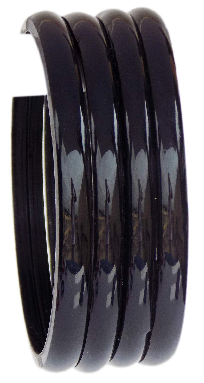 JD'Z COLLECTION Indian Jewelry Glass Bangles for Women Bollywood Plain Glass Bangle Set of 4p Traditional Costume Matching Bracelets | Indian Bangles For Women | Perfect for Casual Occasions (Black 2.6) - Image 2